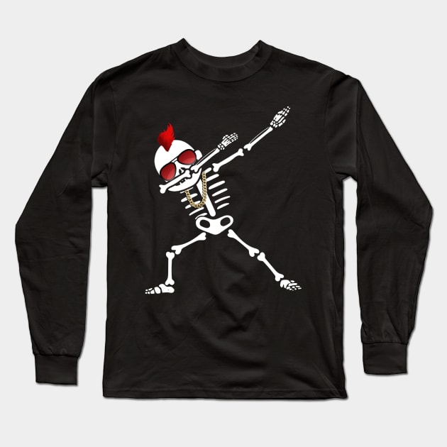 Dabbing Skeleton Dancing skull Hip hop funny Halloween Long Sleeve T-Shirt by ChristianCrecenzio